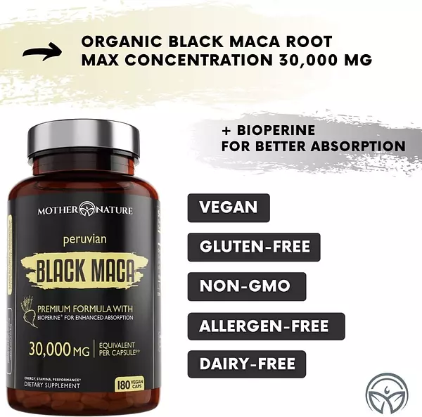 Salud y Equipamiento Médico - Maca Negra Organica 30.000 Mg Hombres Y Mujeres 180 Cap 6