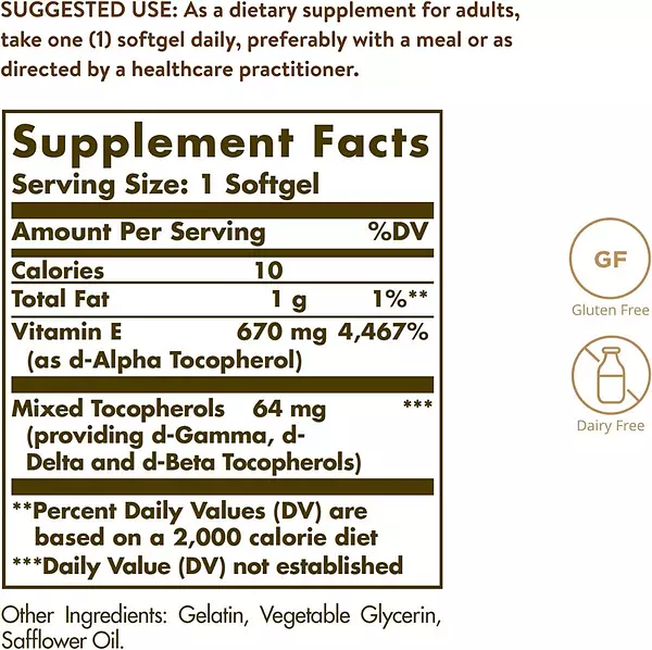 Salud y Equipamiento Médico - Vitamina E 670 Mg 180cap Solgar - - Unidad A $2066 2