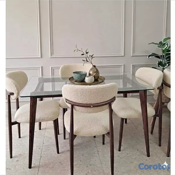 muebles y colchones - Juego de comedor importado de 4 sillas cristal 2