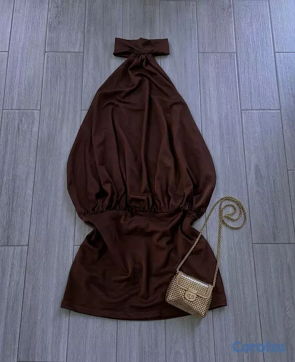 ropa para mujer - Vestido corto marrón  3