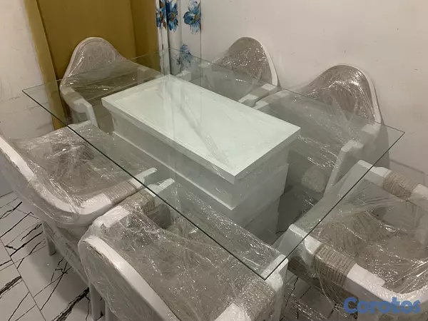 muebles y colchones - comedor 6 sillas blanco elegante en CAOBA 100% - nuevo sellado belleza calidad  2