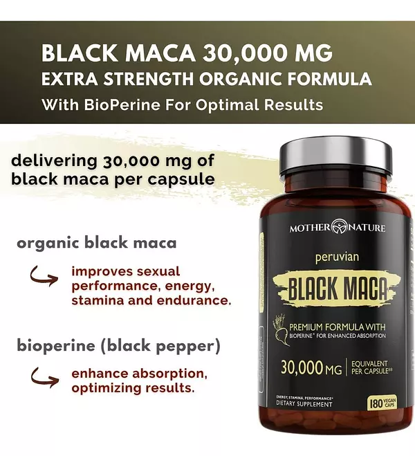 Salud y Equipamiento Médico - Maca Negra Organica 30.000 Mg Hombres Y Mujeres 180 Cap 7