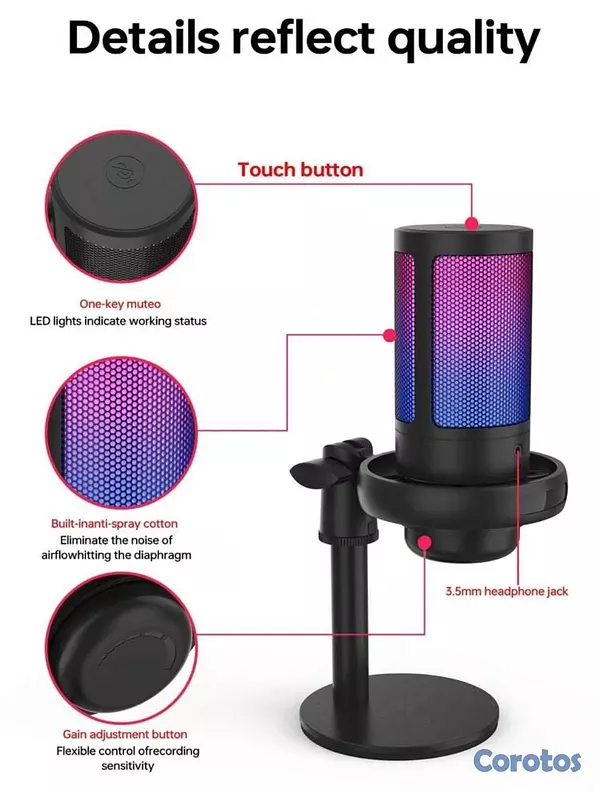 camaras y audio - micrófono con base y RGB 4