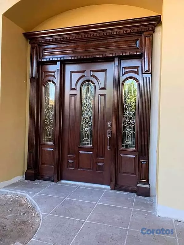 muebles y colchones - Puerta en madera con vitral o espejo , somos fabri 3
