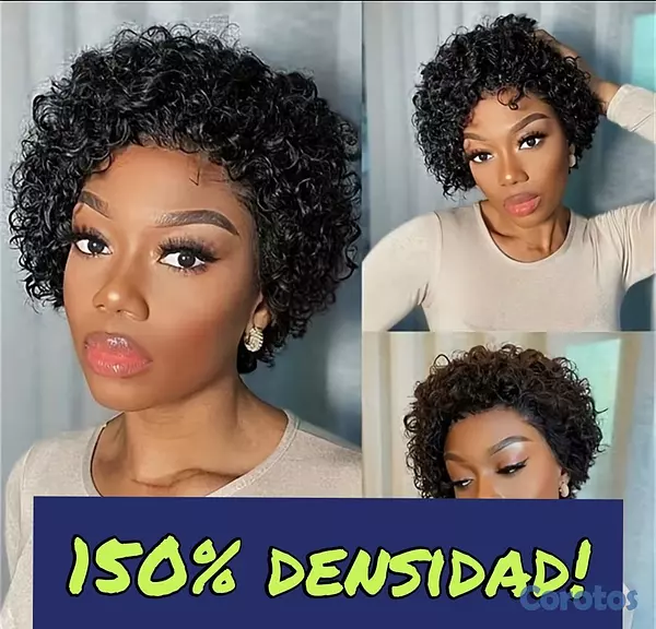 joyas, relojes y accesorios - Peluca Pixie, 100% humano, 150% densidad, Día de l 2