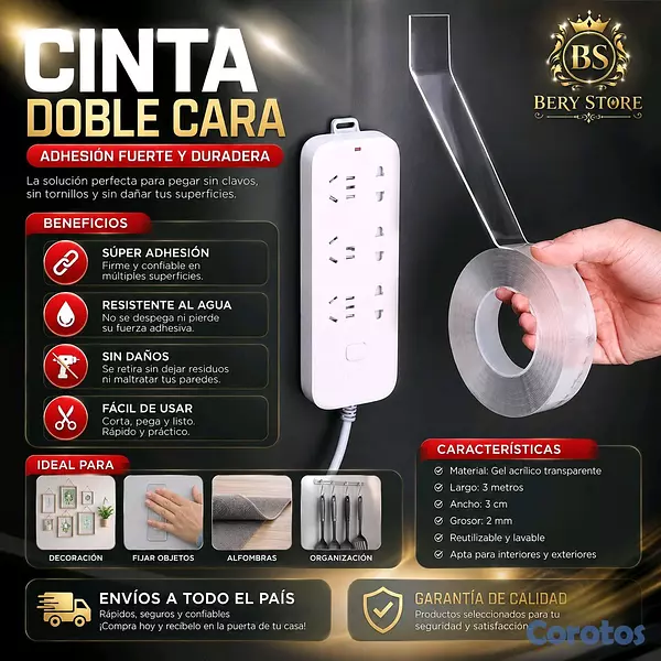decoración y accesorios - CINTA DOBLE CARA TRANSPARENTE ADHESIVA PREMIUM | CINTA ADHESIVA DOBLE CARA | 3