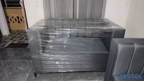muebles y colchones - MUEBLE DE DOS PLAZAS PINO AMERICANO Y TELA CANVAS  4