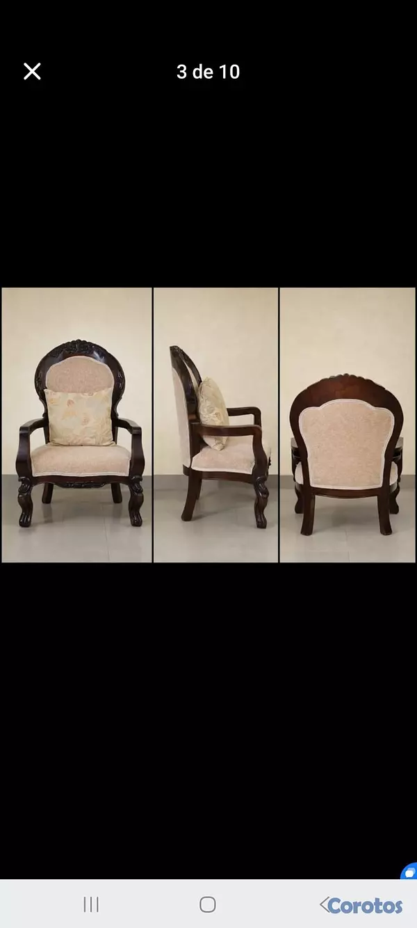 muebles y colchones - Juego de Muebles Tapizado, 100% Caoba. 3