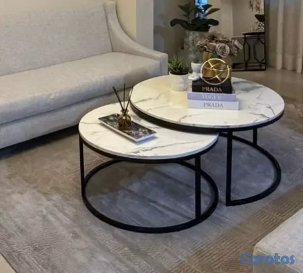 decoración y accesorios - Mesa de centro de dos en tope mármol  2
