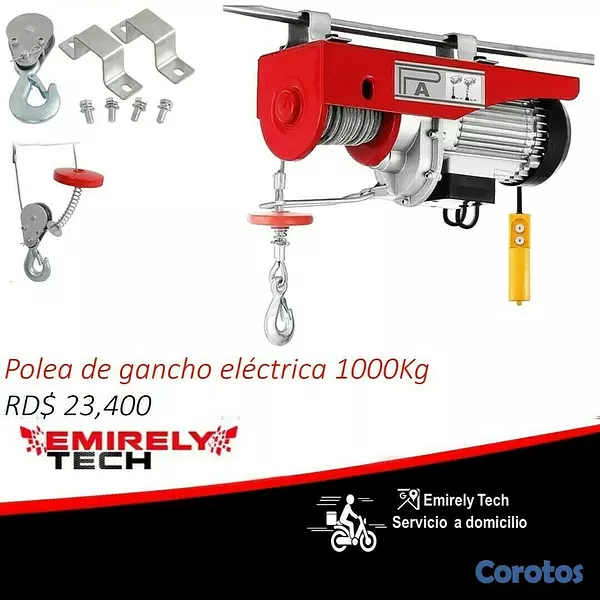 equipos profesionales - Gancho electrico de polea hidraulica winche Cabrestante grua eléctrico de 1000KG 1