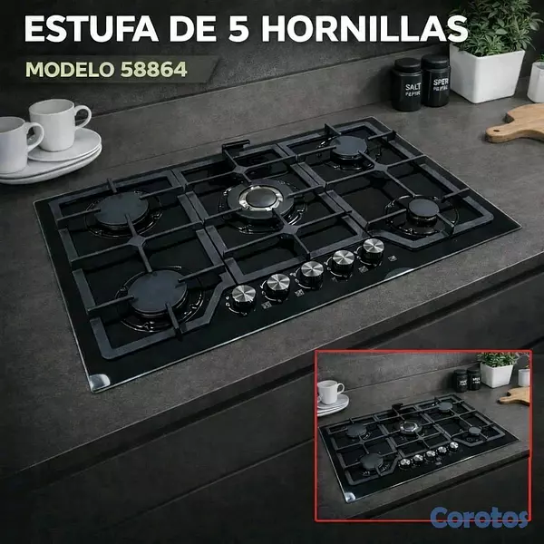 electrodomesticos - Estufa empotrable co. tope de cristal y acero Inoxidable  7