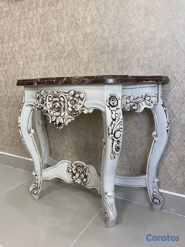 decoración y accesorios - Juego de Repisa Clásico con Pedestales en Mármol y Porcelana  3