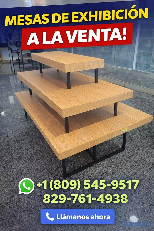 equipos profesionales - Set de mesas de exhibición de tres niveles con mat 2