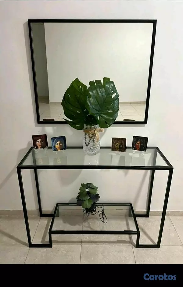 decoración y accesorios - repisa con espejo y cristal  2