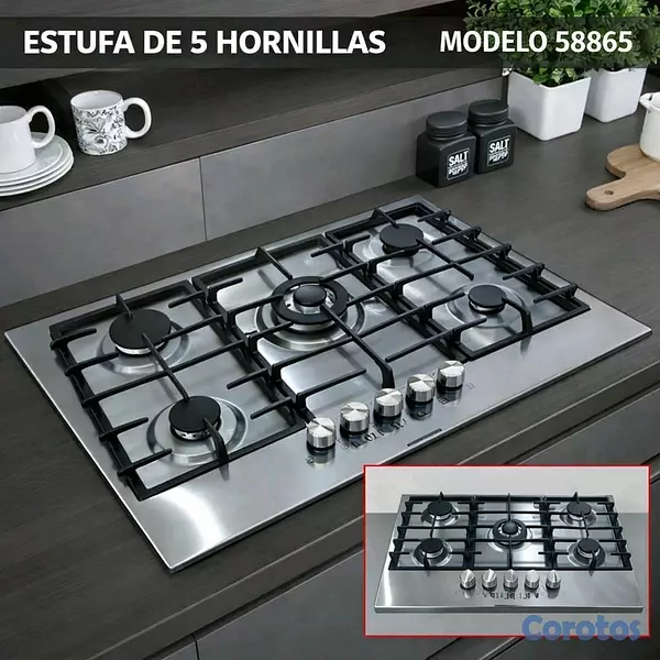 electrodomesticos - Estufa empotrable co. tope de cristal y acero Inoxidable  8