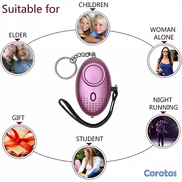 joyas, relojes y accesorios - Llavero Alarma Personal de Seguridad 140dB con Luz 6