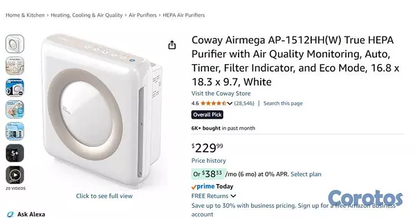 electrodomesticos - Purificador de Aire Coway Airmega Usado Exc Cond  9