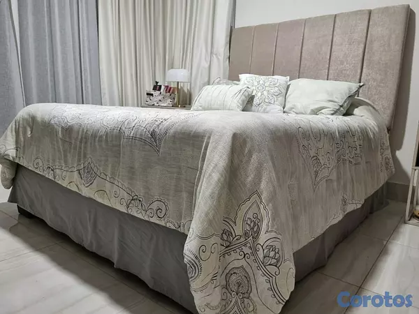 muebles y colchones - Base de cama tamaño queen con espaldar y sin colchón 2