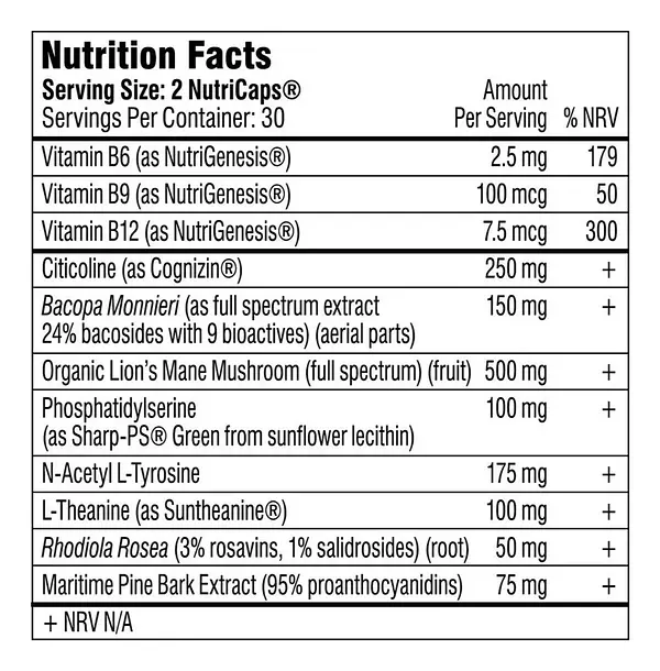Salud y Equipamiento Médico - Nootropico + Vitamina B9 60 Capsulas 2