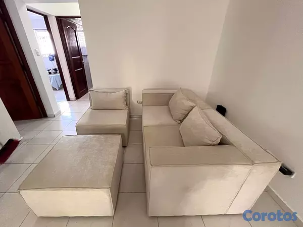 muebles y colchones - Juego de Sala Modular en Tela Veracruz Marfil –  Nuevo 5