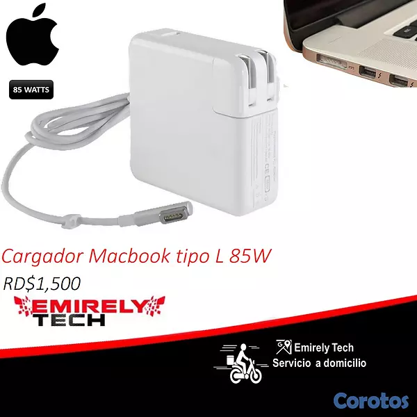 accesorios para electronica - Cargador para Macbook Tipo L Apple de 85 Watts 2