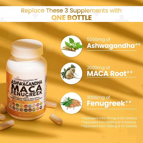 Salud y Equipamiento Médico - Ashwagandha 5000mg Raíz De Maca 2000mg Fenogreco 3000mg 2