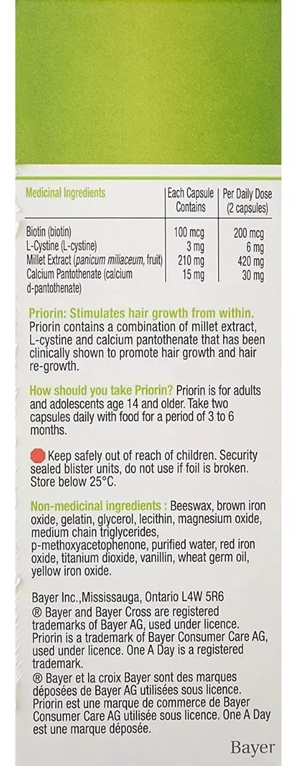 Salud y Equipamiento Médico - Priorin Estimula El Crecimiento Del Cabello Bayer 60 Caps 3
