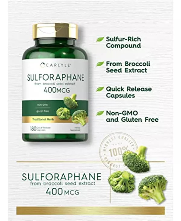 Salud y Equipamiento Médico - Sulforafano 400mcg | De Extracto De Semilla De Brocoli | 180 4