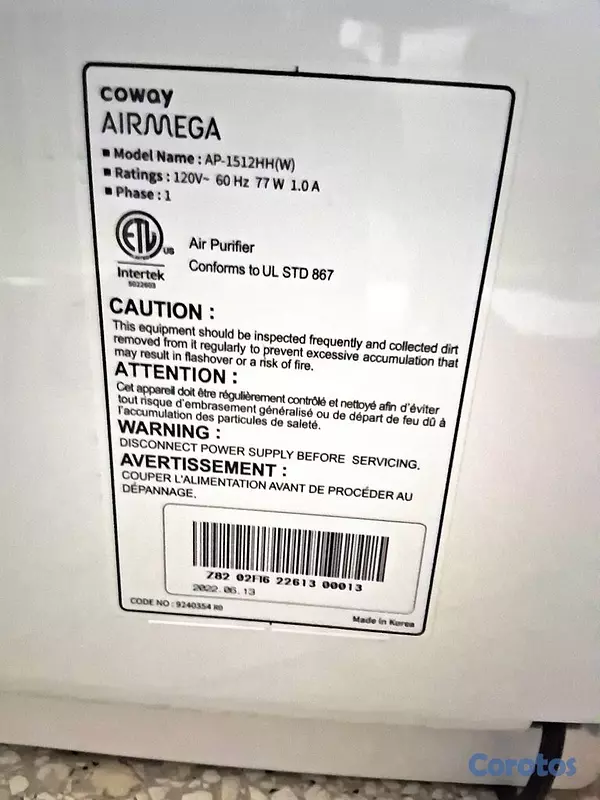 electrodomesticos - Purificador de Aire Coway Airmega Usado Exc Cond  12