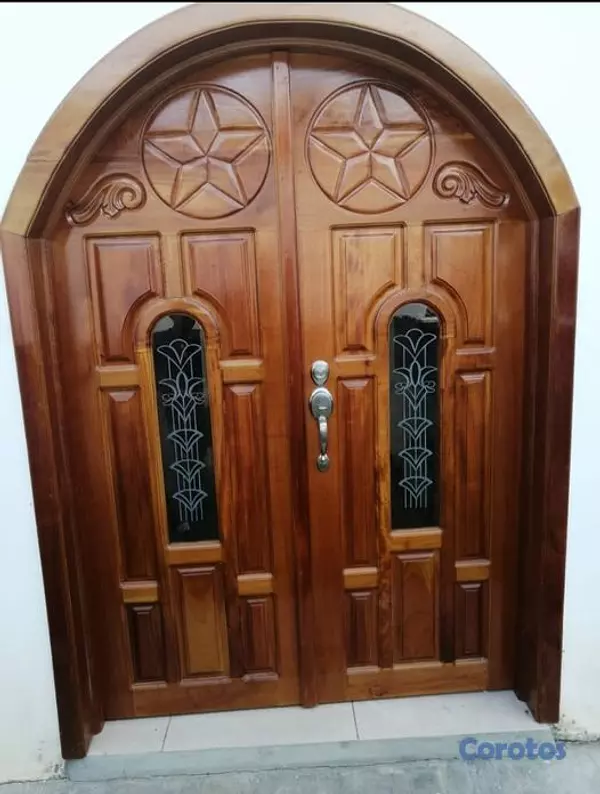 muebles y colchones - Puerta en madera con vitral o espejo , somos fabri 5