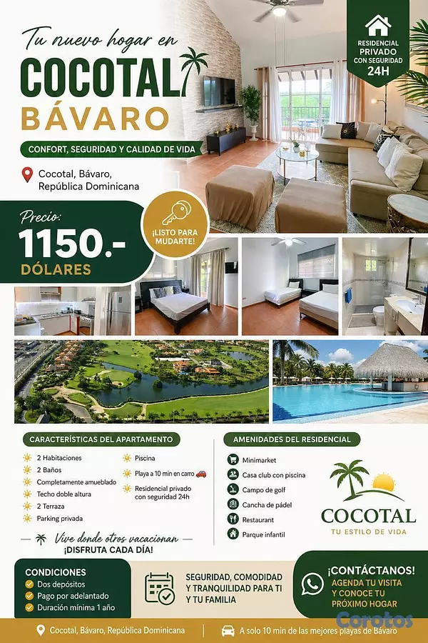 apartamentos - Casa amueblada con piscina en Cocotal, techo doble 5