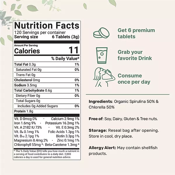 Salud y Equipamiento Médico - Chlorella Espirulina 3000 Mg Por Porcion 720 Tabletas 2