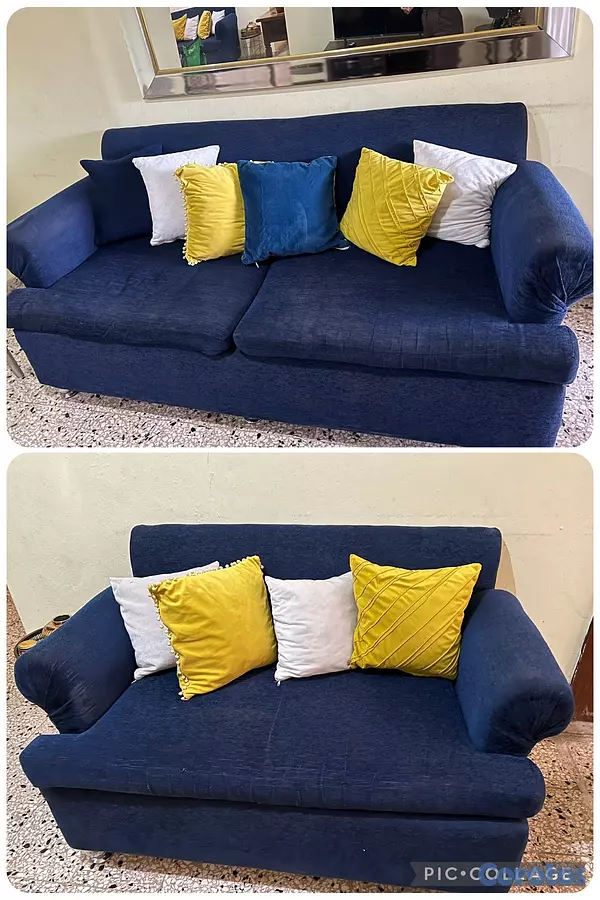 muebles y colchones - Mueble azul de 3 plaza y uno de dos plaza  2