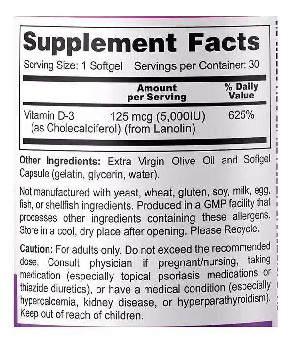 Salud y Equipamiento Médico - Vitamina D3 5000 Iu Biophix - Unidad 2