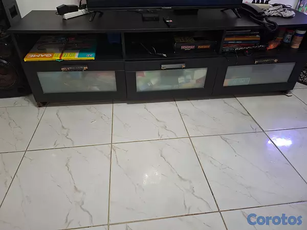 muebles y colchones - MUEBLE PARA TELEVISOR COLOR NEGRO  2
