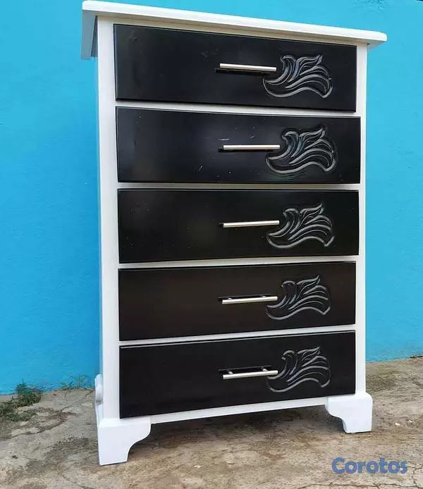 muebles y colchones - Placar con gaveta (biuro) en blanco y negro  3