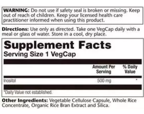 Salud y Equipamiento Médico - Solaray Inositol 500 Mg 100caps 2