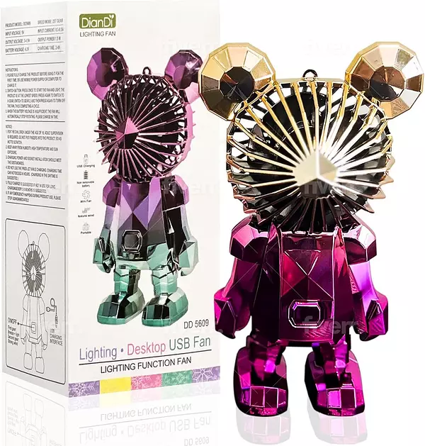 accesorios para electronica - Ventilador de escritorio USB portátil de oso colorido recargable 1