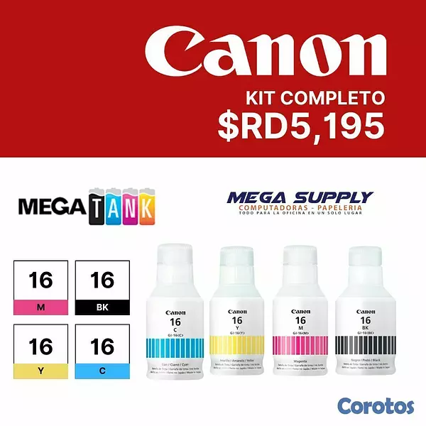 impresoras y scanners - KIT DE 4 BOTELLAS  DE TINTA CANON GI-16