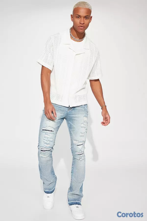 ropa para hombre - Pantalón de Mezclilla Acampanado
Undercover Slim Stacked - Deslavado Medio -Azul 3