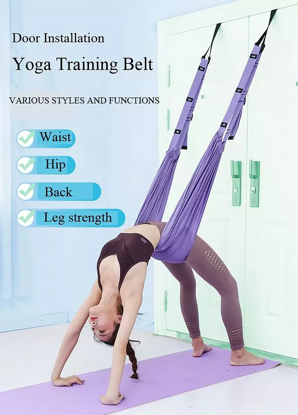 Artículos Deportivos - Correa de Yoga Aérea ajustable en la puerta, cuerda de Yoga, estiramiento HAMACA 3