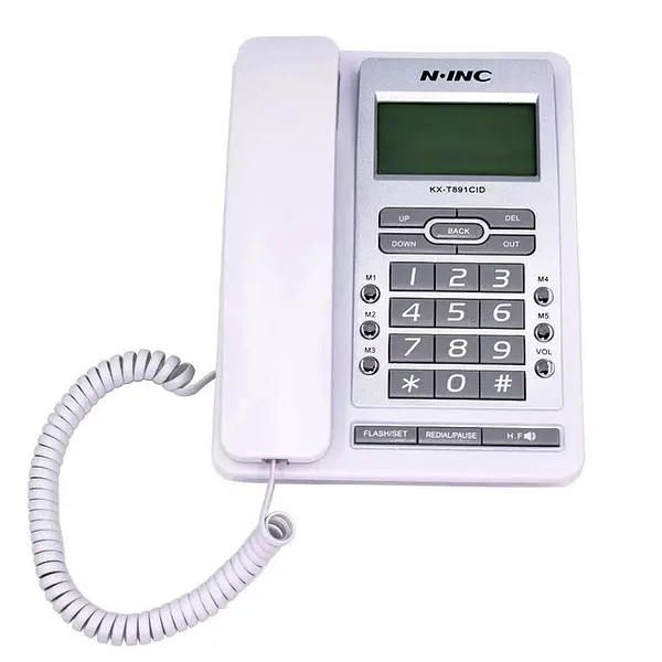 electrodomesticos - Teléfono con pantalla verde DTMF/FSK, teléfono fijo sin batería, interfaz Dual. 3