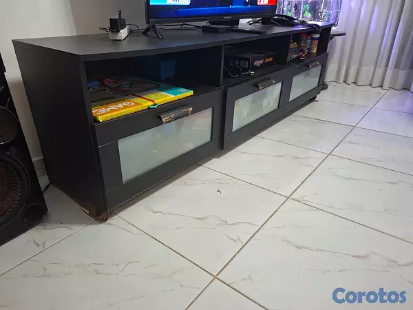muebles y colchones - MUEBLE PARA TELEVISOR COLOR NEGRO  3