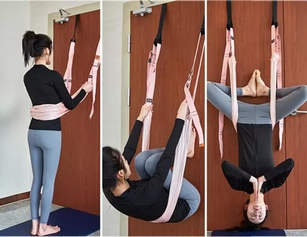 Artículos Deportivos - Correa de Yoga Aérea ajustable en la puerta, cuerda de Yoga, estiramiento HAMACA 5