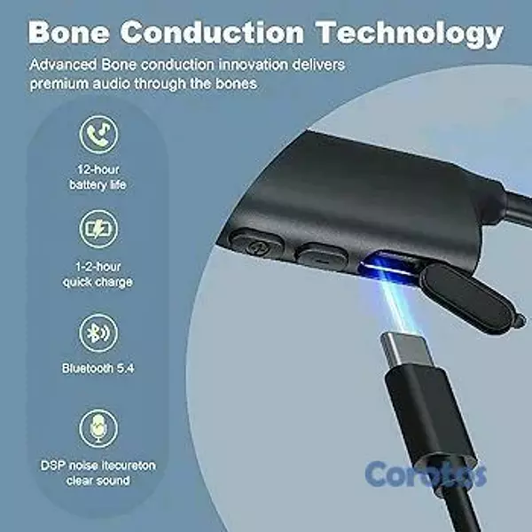 camaras y audio - 🎧 Auriculares Conducción Ósea Bluetooth 5.4, Open Ear Deportivos, IPX5 12H🔈 3