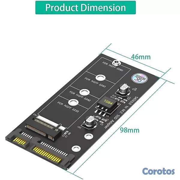 accesorios para electronica - Adaptador Dsico SSD M.2 NGFF SATA a SATA 3 – 2230/ 1