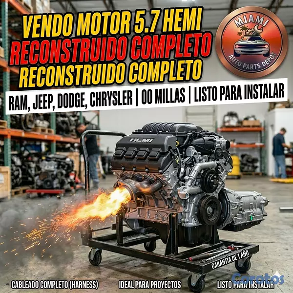 repuestos - Motor 5.7 HEMI Reconstruido Completo | RAM, Jeep, Dodge, Chrysler 00 millas  6