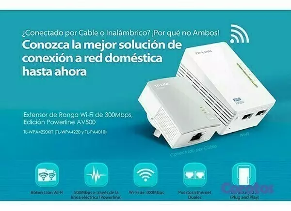 accesorios para electronica - POWERLINE TP-LINK TL-WPA4220KIT, ACCESS POINT TL-WPA4220, 2.4GHZ/300MBPS, 2 PUER 2