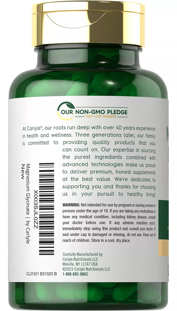 Salud y Equipamiento Médico - Glicinato De Magnesio Con Ashwagandha 2,740mg 120cap Carlyle 3