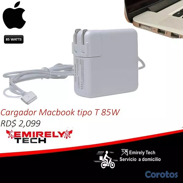 accesorios para electronica - Cargador para Macbook Tipo T Apple Laptop Apple Macbook 85W Tipo T 1